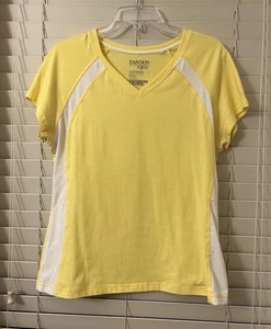 Danskin Now Women’s Large Yellow Shirt V-Neck Active Tee T-Shirt Athletic Top - Picture 1 of 10