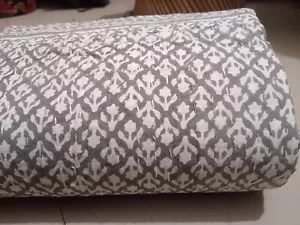 Indian Handmade Kantha Quilt Hand Block Print Twin Size Cotton Bedspread Blanket - Picture 1 of 13