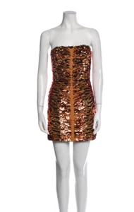 Retrofête “Aurora” Strapless Black W/ Gold/Red/Orange Sequins Mini Dress Large - Bild 1 von 7