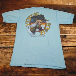 T-shirt vintage adulto grande Yukon Bar Seward Alaska anni 80 blu etichetta bufalo USA - Foto 1 di 10