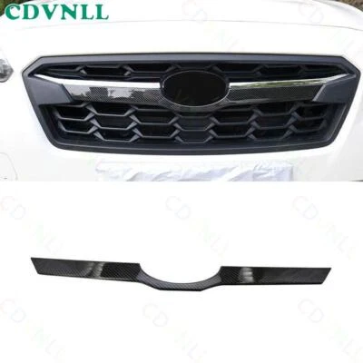 Tira de desorden de rejilla central delantera de acero de fibra de carbono para Subaru Crosstrek 2018-2020 Foto 1 de 4