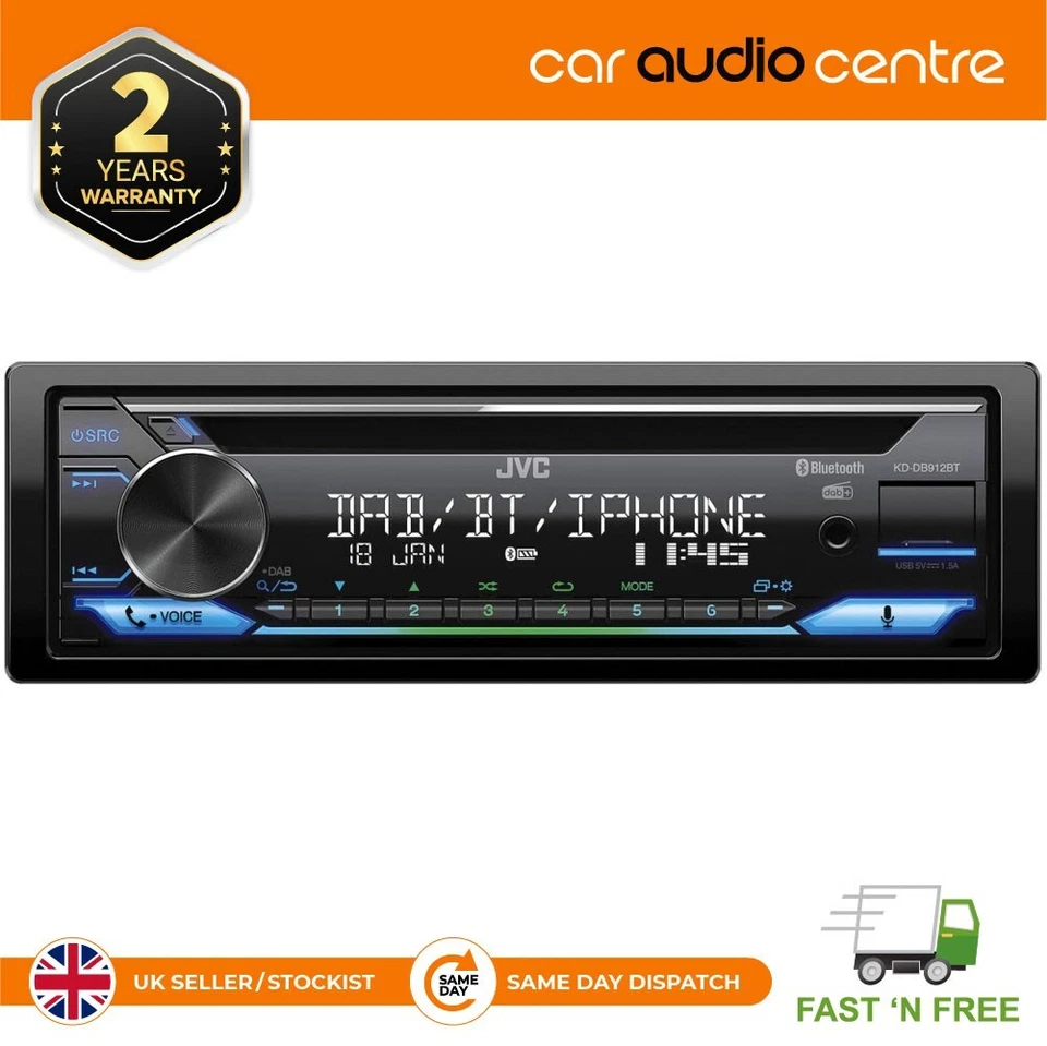 JVC KD-DB922BT DAB+ Bluetooth Alexa USB AUX CD Car Stereo – iPhone/Android SWC - Image 1 of 4