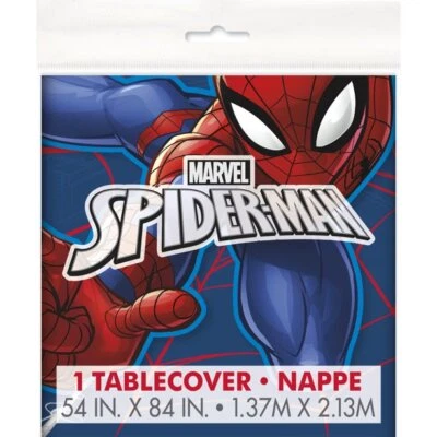 CUBIERTA DE MANTEL DE FIESTA DE CUMPLEAÑOS SPIDERMAN PLÁSTICO 54 PULGADAS POR 84 PULGADAS NUEVO Foto 1 de 2