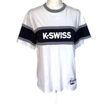 K-Swiss T-Shirt Mens Size Medium M Color Block Blue Gray Logo Label