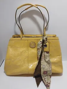 Coach Signature Yellow Patent Leather Carryall Tote Kisslock Bag F19215 - Picture 1 of 14