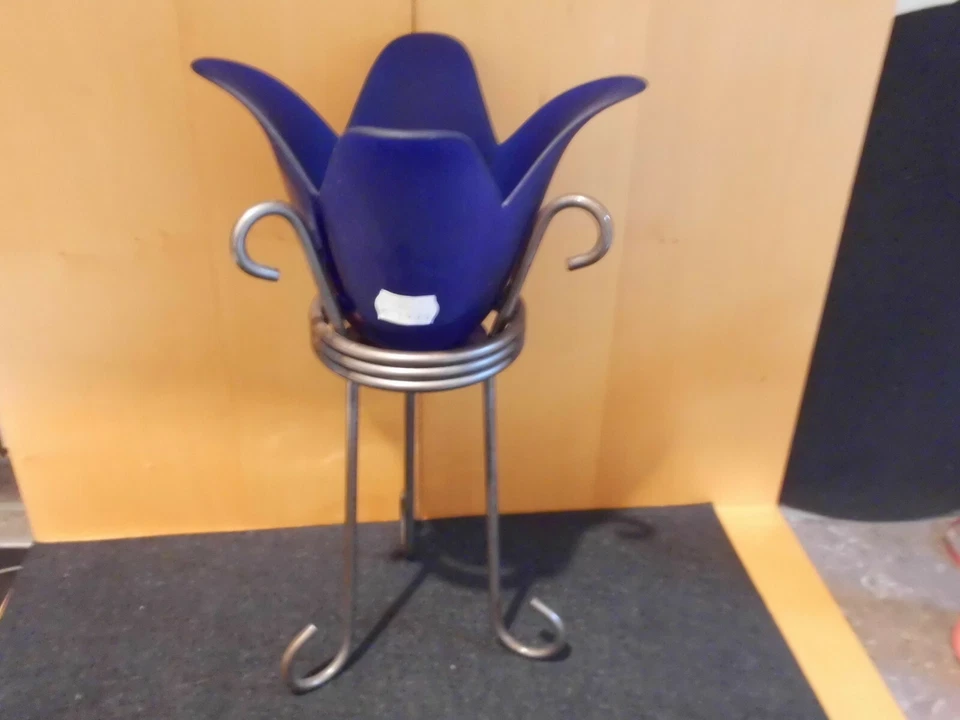 Vase Glas  Blau Pokal auch als Leuchter 31x19 cm - Bild 1 von 1