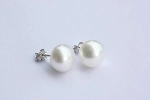 Pendientes de joyería de perlas de agua dulce AAA de 10 mm pendientes de plata 925 enchufe nmb - Imagen 1 de 3