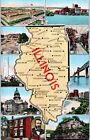 Key to Views of Illinois Illinois Postcard