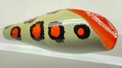 Antique Handcrafted Wood Plug Fishing Lure Speckled Eyes Body 2.75” Pike Bass - Image 1 of 4