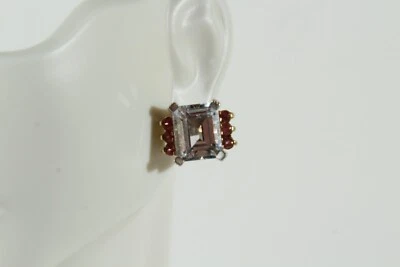 Vintage LAGOS Caviar Two-Tone Silver & 18K Aquamarine & Pink Tourmaline Earrings - Image 1 of 4