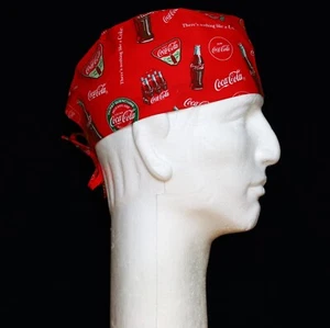 Coca Cola All Over on Red Theme Scrub Hat - Picture 1 of 1