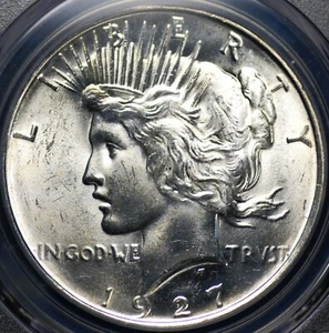 1927 D PEACE DOLLAR PCGS MS 63 EXCELLENT HARD CHROME LUSTER OVER BOTH SIDES A - Picture 1 of 7