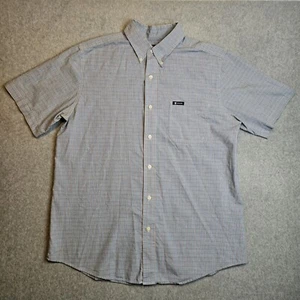 Chaps Shirt Mens XXL Easy Care Button Down Short Sleeve Plaid Blue Light Orange - Picture 1 of 11