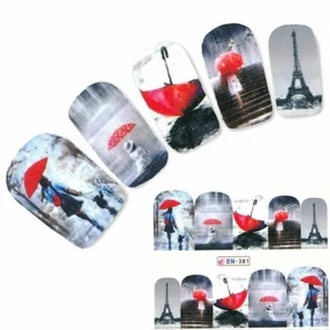 Tatuaje Nail Art Modelo Paraguas Rojo Adolescente Uñas Pegatina Uñas Pie Agua - Imagen 1 de 2