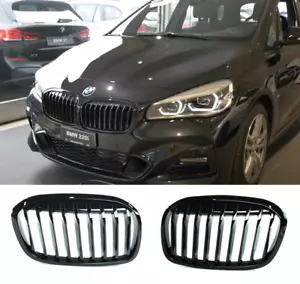 BMW GRAN TOURER F45 F46 LCI 18-21 PERFORMANCE GLOSS BLACK FRONT GRILLES PAIR - Picture 1 of 2