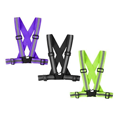 Running Reflective Vest Gear 3 Pack, Adjustable Safety Vest Green,Black,Purple - Image 1 of 4