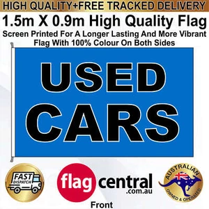 USE D CARS Black on Blue 1.5m x 0.9m Flag *Cost Effective *Free Delivery - Picture 1 of 3