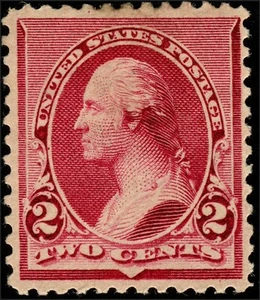 US 219D 1890 2c Washington Lake Mint Hinged CV $160. KP-164 - Picture 1 of 9