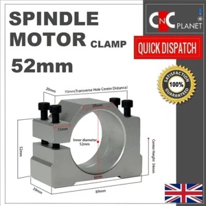 Cnc Router Spindle Motor Mount 52mm Dia Clamp Holder Bracket Aluminium Housing - Picture 1 of 2
