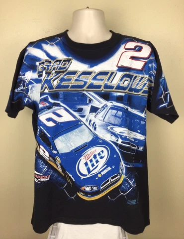 Brad Keselowski NASCAR All Over Print T-Shirt Black L AOP Miller Lite Driver Cover