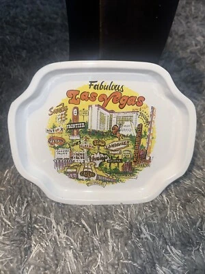 Vintage Fabulous Las Vegas Metal Tin Souvenir Tray Flamingo Hilton Dunes Casinos - Image 1 of 3