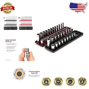 Durable Alloy Steel 42-Piece 6-Point Socket Set with Rails - Perfect for Pros - Picture 1 of 9