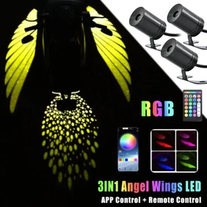 3IN1 Motorcycle RGB Light Angel Wing Welcome Projection Light Carpet Light APP - Picture 1 of 11