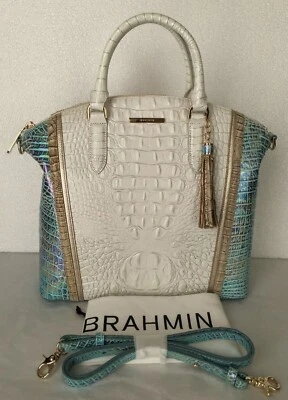 Bolso Cartera Brahmin SWANSTON Grande DUXBURY WONDERLAND Blanco Azul Iridiscente Nuevo con Etiquetas Foto 1 de 4