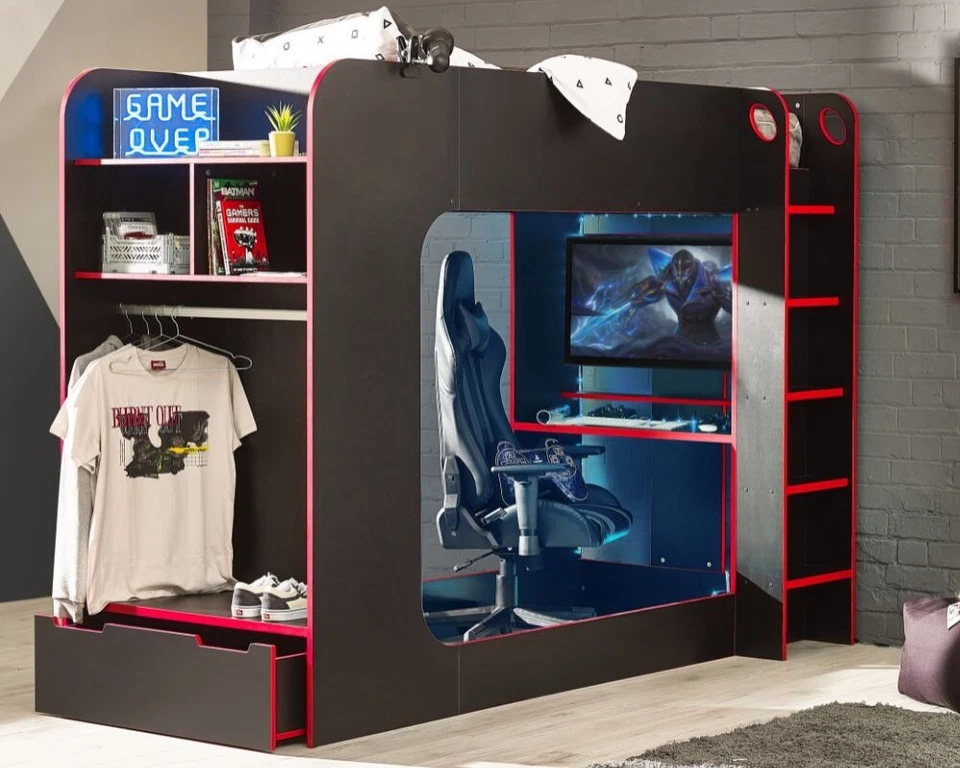 Impact Gaming Bunk Bed, Kids Storage Bed, 2 Colours and 3 Mattress Options - Image 1 of 2