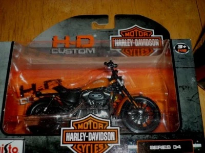 HARLEY-DAVIDSON MOTOR CYCLES [ H-D CUSTOM SERIES 34 ] MAISTO PLASTIC TOY, 1:18  - Image 1 of 4