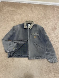Vintage Carhartt Faded J97 PTL Petrol Grey Detroit Jacket Blanket Lined XL USA - Bild 1 von 10