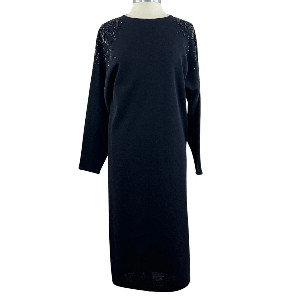 Vestido Suéter Vintage Negro Mezcla Lana Lentejuelas Talla Mediana Foto 1 de 4