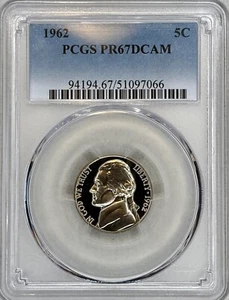 1962 PROOF JEFFERSON NICKEL, PCGS PR67 DCAM, NICE EYE APPEAL - Picture 1 of 2