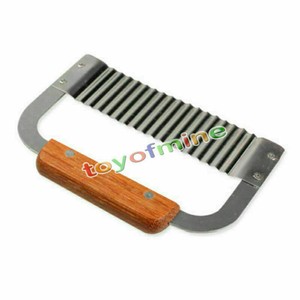 Hardwood Handle Crinkle Wax Vegetable Soap Molds Cutter Wavy Slicer Stainless