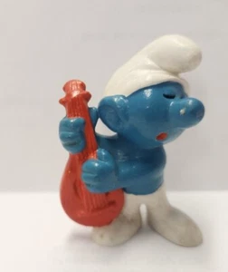 Smurfs 20013 Lute Smurf Guitar Lyre Vintage Music Figure  PVC Toy Figurine - Picture 1 of 2