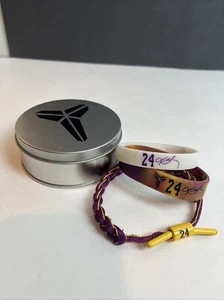 Kobe Bryant Braided Adjustable Bracelet Two Silicone Wristbands And Tin - Picture 1 of 6