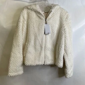 GUESS Theoline Faux-Fur Hooded Jacket Women's Size L Cream White - Picture 1 of 6