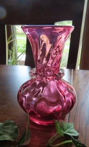 Vintage Pilgrim Glas Preiselbeere Vase 5" Mid Century Kunstglas - Bild 1 von 4