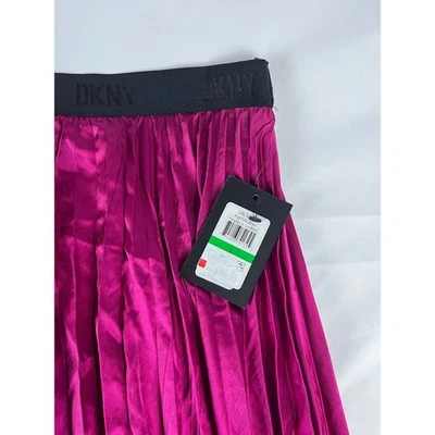Falda Plisada DKNY Para Mujer L Grande Rosa Magenta Negra Cintura Nueva con Etiquetas Foto 1 de 4