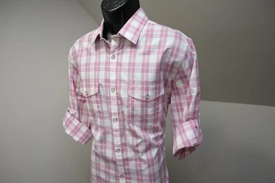 Camisa de vestir Express ajustada a cuadros militar con botones manga larga para hombre talla grande Foto 1 de 4