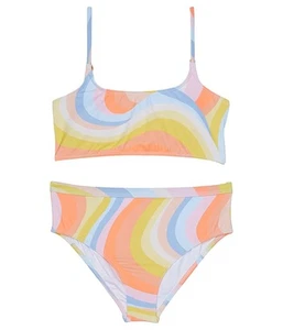 Billabong L109907 Girls Yellow & Blue Groovy Road Mini Crop Swim Set Size 8 - Picture 1 of 4