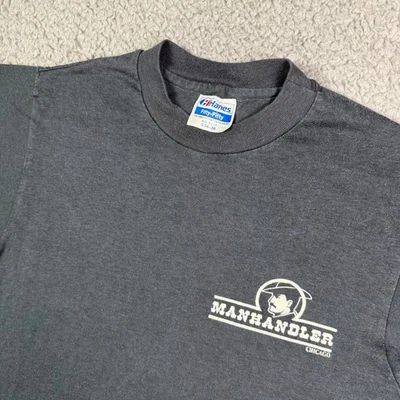 Vintage Manhandler Shirt Mens S Faded Black Gay Bar Chicago Pride 80s USA - Image 1 of 4