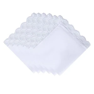 Ladies Cotton Lace Handkerchief Womens White Wedding Hankies 6PCS - Picture 1 of 7