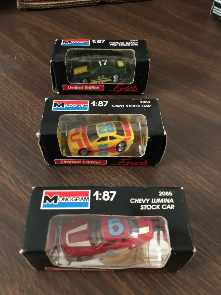 HO Scale  Monogram Mini Exacts   Racing Stock Cars   Set of 3   New in Box - Image 1 of 1