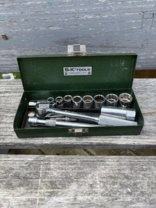 S-K Tool  12 Piece Socket Set w/ Metal Box Case USA SK Tools - Picture 1 of 17
