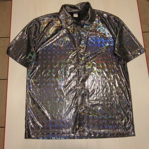 Vintage Anchor Blue Disco Ball Pattern Button Up S/S Men's Medium Made In USA - Picture 1 of 8