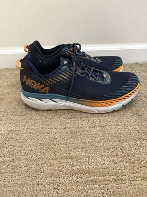 Tenis para correr HOKA One Clifton 5 azul naranja crema talla 12,5 para hombre Foto 1 de 4