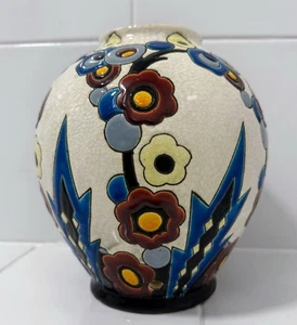 Jarrón art déco de cerámica firmado por Charles Catteau Freres Boch de Keramis - Imagen 1 de 13