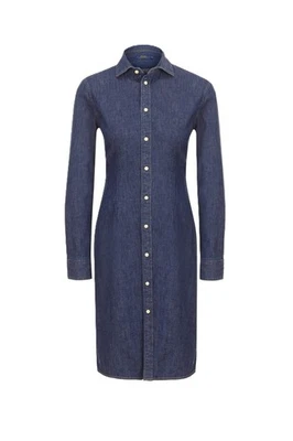 NWT Polo Ralph Lauren Cotton Denim Shirt Dress in Indigo Blue 8 $245 - Image 1 of 4