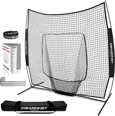 Powernet Baseball Softball Practice Net 7X7 with Baseball Accessories for Practi - Imagem 1 de 4